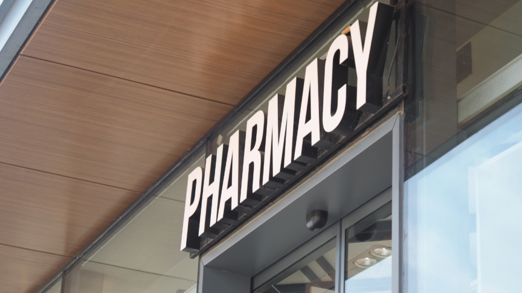 Exterior of a modern pharmacy building