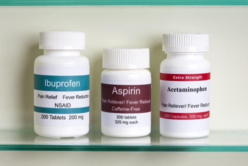 Common over-the-counter pain relievers: ibuprofen, aspirin, and acetaminophen with dosage and usage information