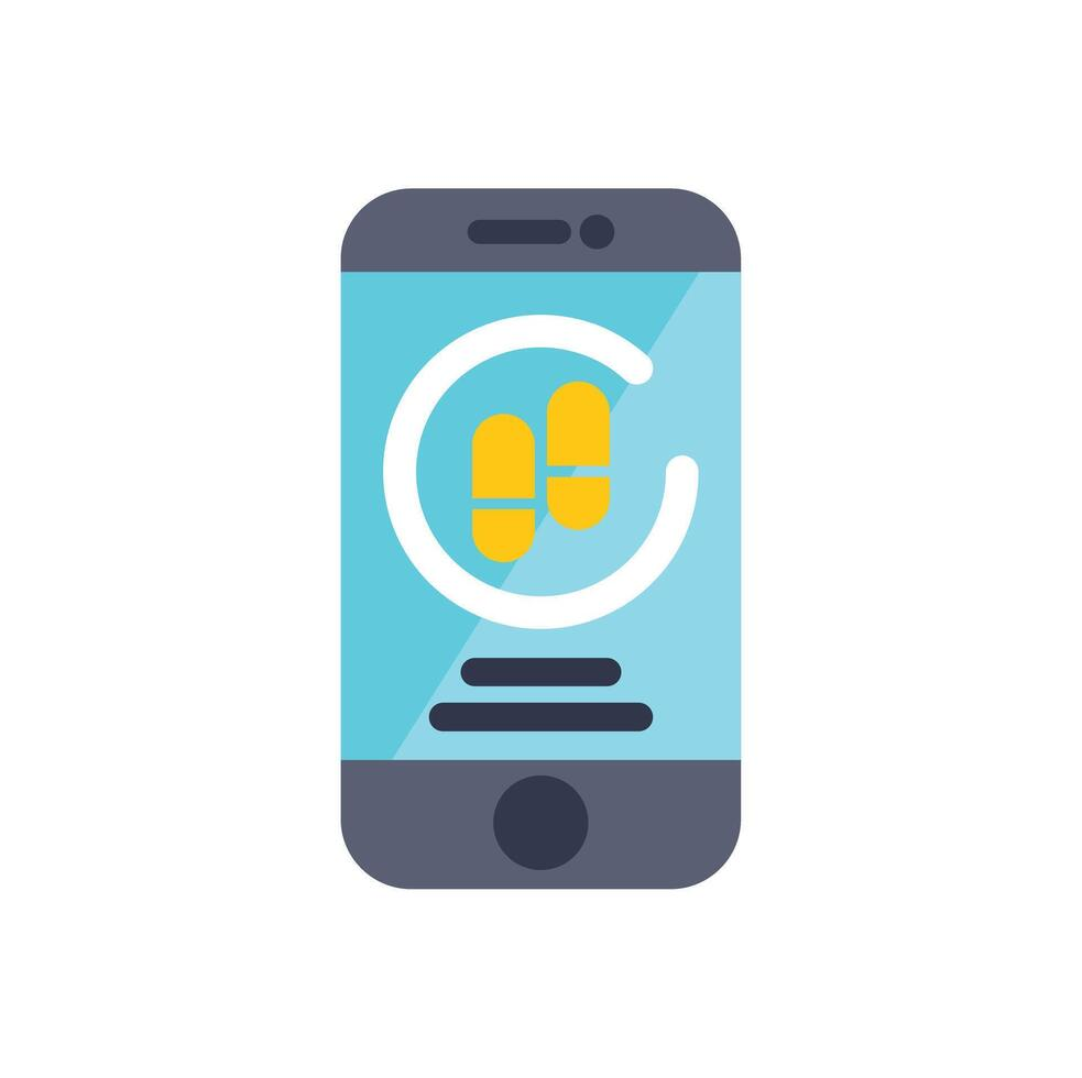 Illustration of a medication refill icon on a smartphone screen representing a pharmacy mobile application